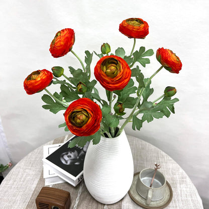 6 Pcs Purplish Red Ranunculus Artificial Flowers,Artificial Faux Silk Ranunculus Flowers with Real Touch Stems,Fake Peony Flowers for Floral Arrangements DIY Wedding Bouquet Party Table Home Decor