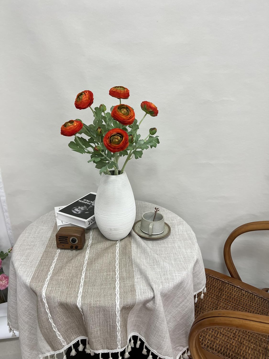 6 Pcs Purplish Red Ranunculus Artificial Flowers,Artificial Faux Silk Ranunculus Flowers with Real Touch Stems,Fake Peony Flowers for Floral Arrangements DIY Wedding Bouquet Party Table Home Decor