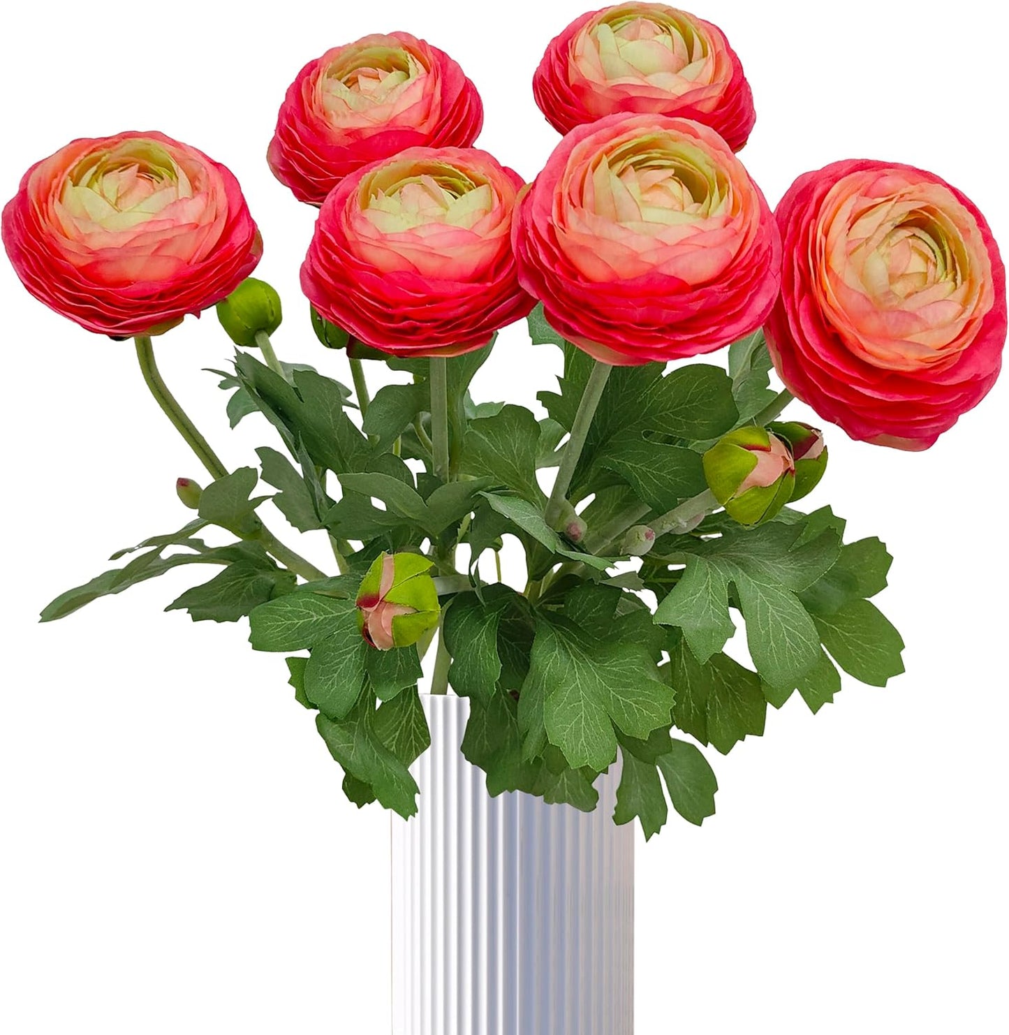 6 Pcs Purplish Red Ranunculus Artificial Flowers,Artificial Faux Silk Ranunculus Flowers with Real Touch Stems,Fake Peony Flowers for Floral Arrangements DIY Wedding Bouquet Party Table Home Decor
