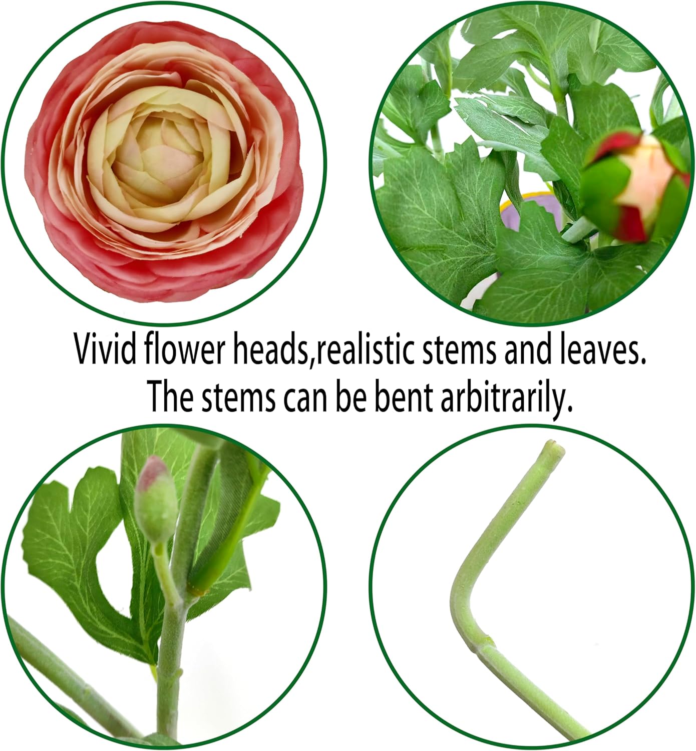 6 Pcs Purplish Red Ranunculus Artificial Flowers,Artificial Faux Silk Ranunculus Flowers with Real Touch Stems,Fake Peony Flowers for Floral Arrangements DIY Wedding Bouquet Party Table Home Decor