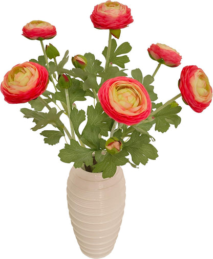 6 Pcs Purplish Red Ranunculus Artificial Flowers,Artificial Faux Silk Ranunculus Flowers with Real Touch Stems,Fake Peony Flowers for Floral Arrangements DIY Wedding Bouquet Party Table Home Decor