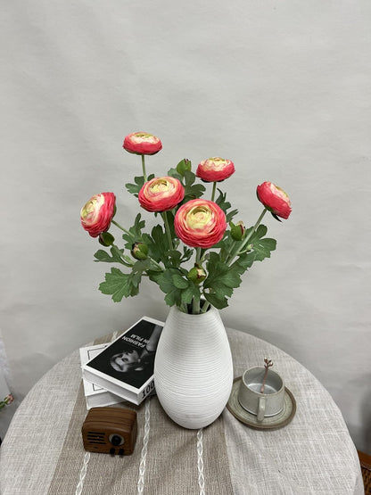 6 Pcs Purplish Red Ranunculus Artificial Flowers,Artificial Faux Silk Ranunculus Flowers with Real Touch Stems,Fake Peony Flowers for Floral Arrangements DIY Wedding Bouquet Party Table Home Decor
