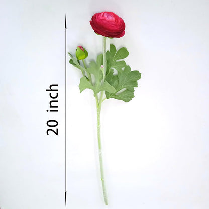 6 Pcs Purplish Red Ranunculus Artificial Flowers,Artificial Faux Silk Ranunculus Flowers with Real Touch Stems,Fake Peony Flowers for Floral Arrangements DIY Wedding Bouquet Party Table Home Decor