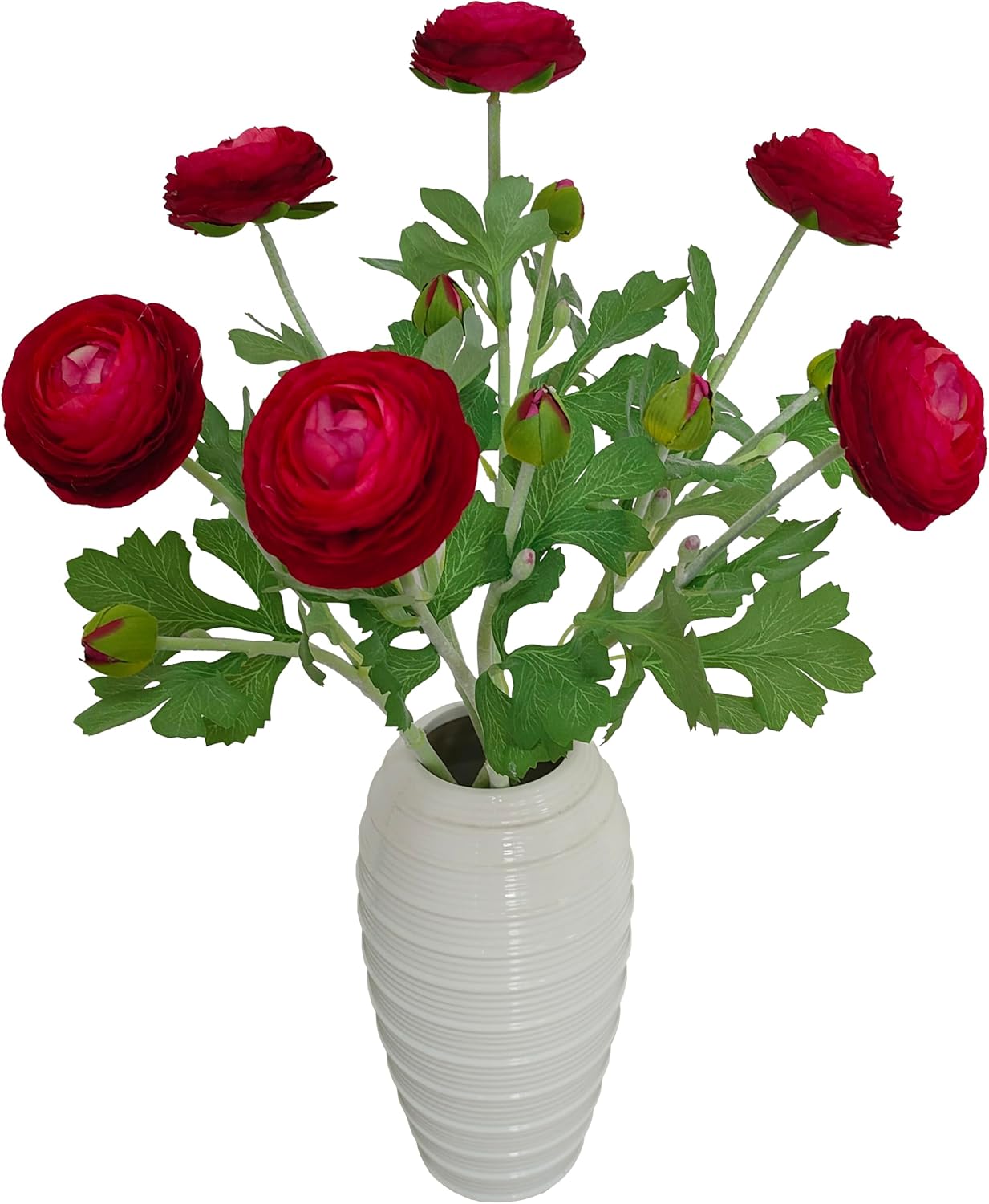 6 Pcs Purplish Red Ranunculus Artificial Flowers,Artificial Faux Silk Ranunculus Flowers with Real Touch Stems,Fake Peony Flowers for Floral Arrangements DIY Wedding Bouquet Party Table Home Decor