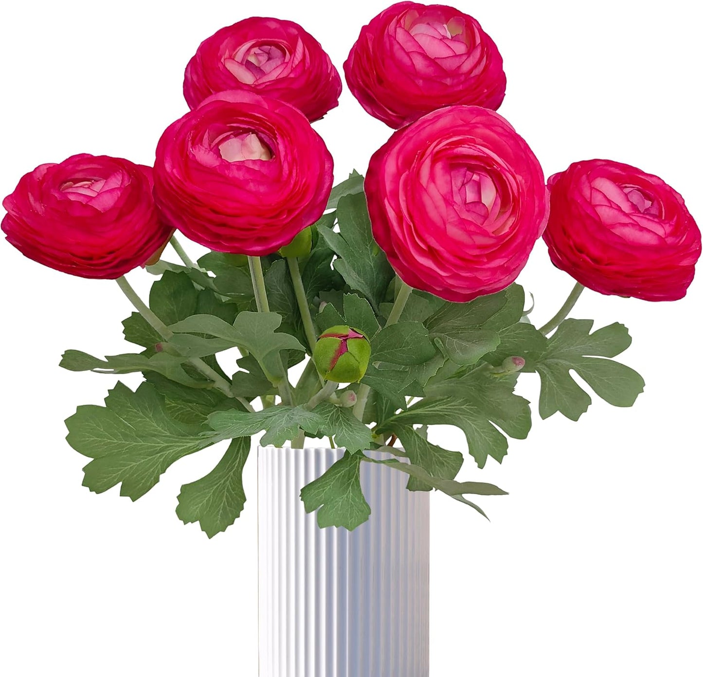 6 Pcs Purplish Red Ranunculus Artificial Flowers,Artificial Faux Silk Ranunculus Flowers with Real Touch Stems,Fake Peony Flowers for Floral Arrangements DIY Wedding Bouquet Party Table Home Decor