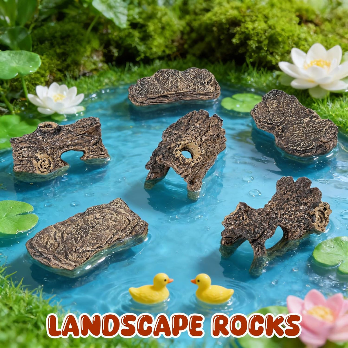 Diorama Rocks & Tree Stump Set, 6 Pcs Miniature Terrain Decor