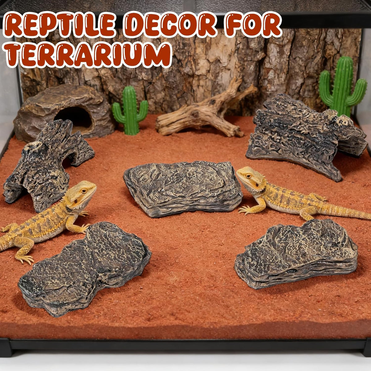 Diorama Rocks & Tree Stump Set, 6 Pcs Miniature Terrain Decor