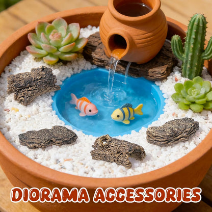 Diorama Rocks & Tree Stump Set, 6 Pcs Miniature Terrain Decor