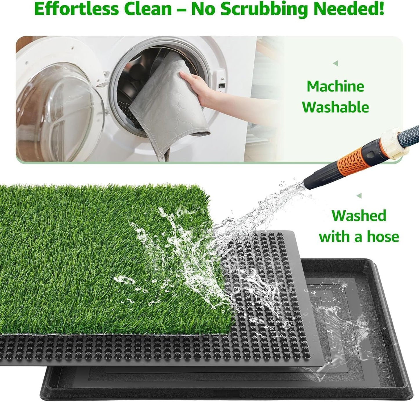 Dog Grass Pet Loo Indoor/Outdoor Portable Potty, Dog Litter Box, Artificial Grass Patch Bathroom Mat and Washable Pee Pad for Puppy Training, Full System with Trays (Pet Training Tray, 20"x16")