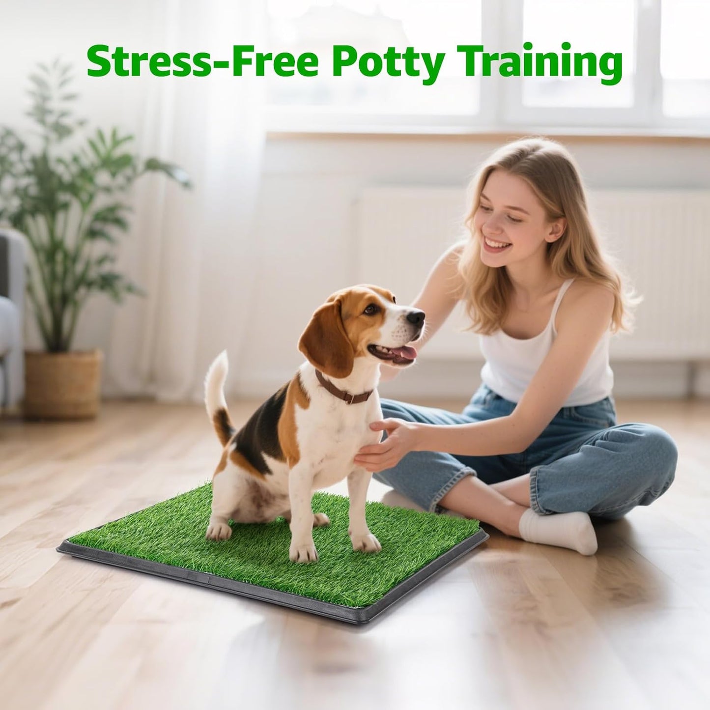 Dog Grass Pet Loo Indoor/Outdoor Portable Potty, Dog Litter Box, Artificial Grass Patch Bathroom Mat and Washable Pee Pad for Puppy Training, Full System with Trays (Pet Training Tray, 20"x16")