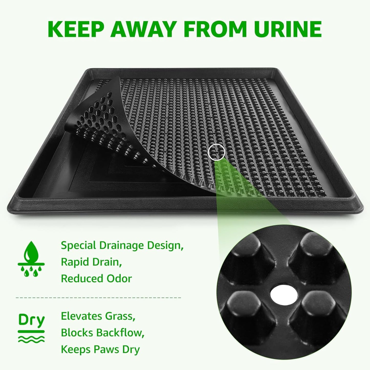 Dog Grass Pet Loo Indoor/Outdoor Portable Potty, Dog Litter Box, Artificial Grass Patch Bathroom Mat and Washable Pee Pad for Puppy Training, Full System with Trays (Pet Training Tray, 20"x16")