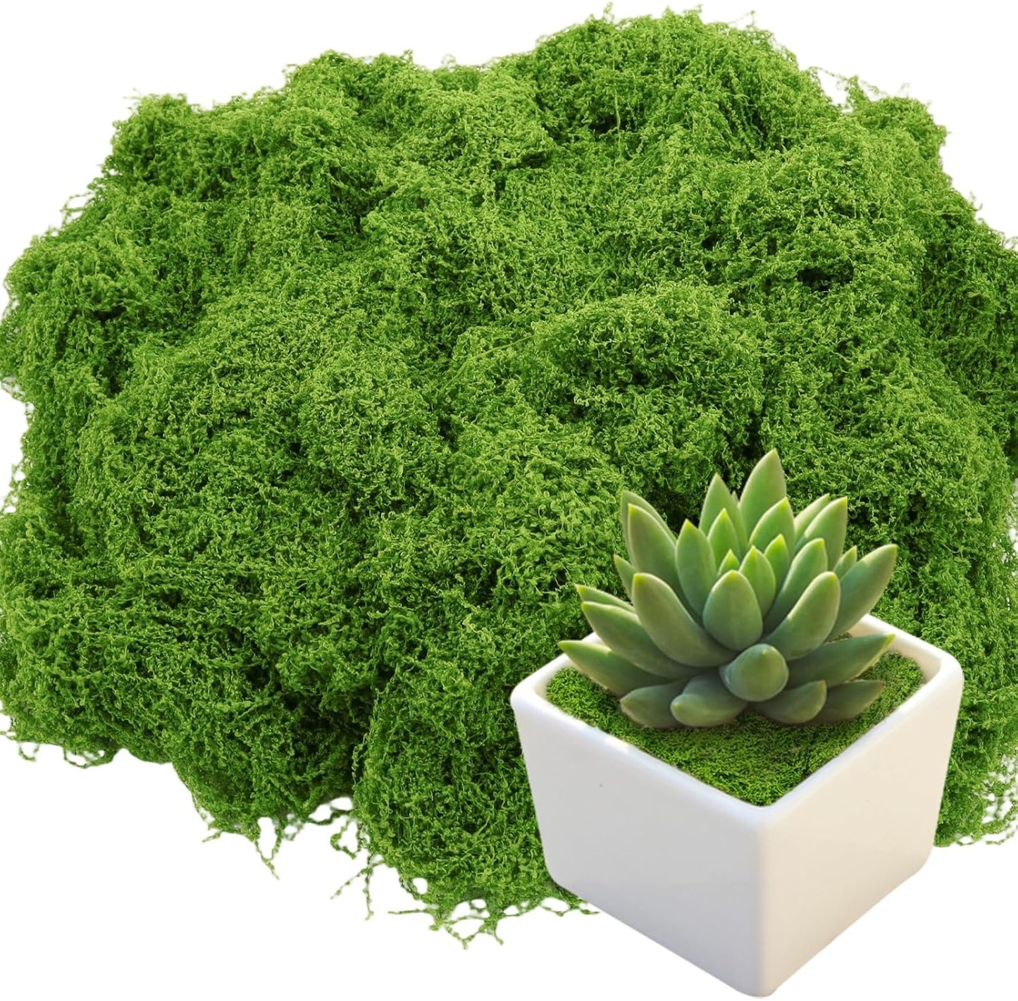 Artificial Moss 10.6oz – Fake Green Moss for Crafts, Potted Plants, Fairy Garden Decor, DIY Table Centerpieces, Wedding Party Decoration