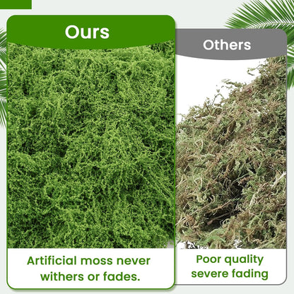 Artificial Moss 10.6oz – Fake Green Moss for Crafts, Potted Plants, Fairy Garden Decor, DIY Table Centerpieces, Wedding Party Decoration