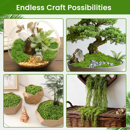 Artificial Moss 10.6oz – Fake Green Moss for Crafts, Potted Plants, Fairy Garden Decor, DIY Table Centerpieces, Wedding Party Decoration