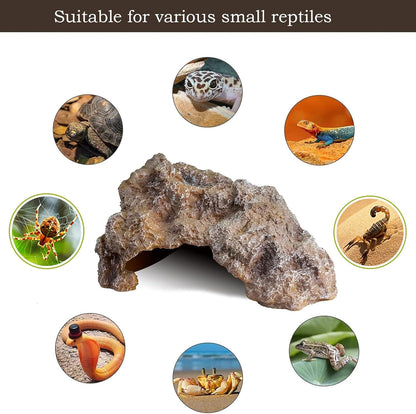 Reptile Hide Cave,Resin Rock Snake Hides for Ball Python, Leopard Gecko Hides, Reptile Tank Accessories for Bearded Dragon, Tarantula, Hermit Crab, Aquarium Cave for Fish Tank Rocks, Terrarium Decor