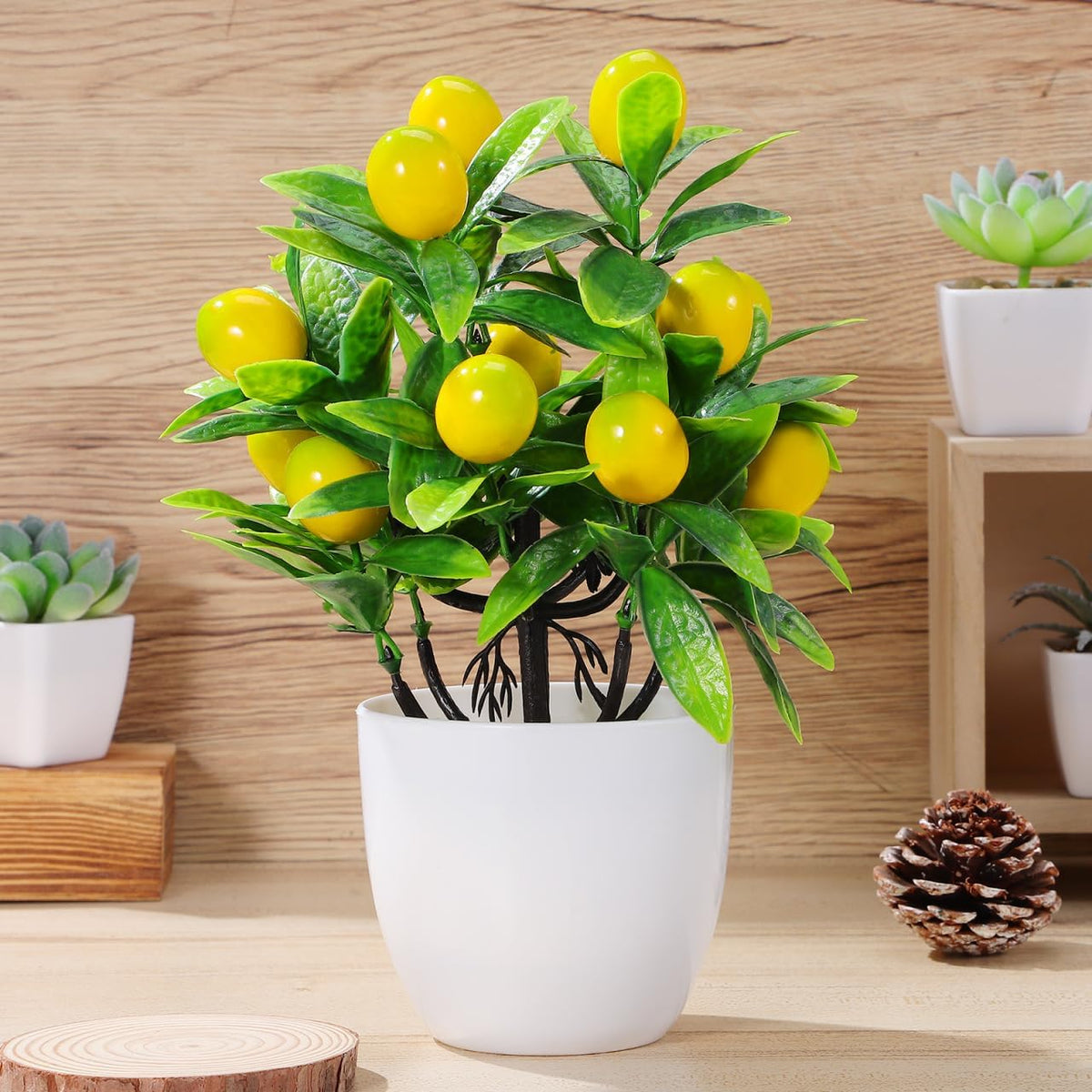 BESTOYARD Artificial Lemon Tree Potted Plant Faux Lemon Tree Artificial Bonsai for Home Office Desk Decor Small Fake Plant for Kitchen Desktop Adornments 9.44 X 7.48 X 7.48 in