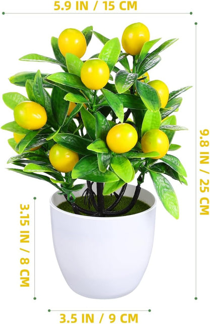 BESTOYARD Artificial Lemon Tree Potted Plant Faux Lemon Tree Artificial Bonsai for Home Office Desk Decor Small Fake Plant for Kitchen Desktop Adornments 9.44 X 7.48 X 7.48 in