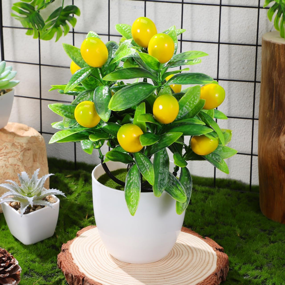 BESTOYARD Artificial Lemon Tree Potted Plant Faux Lemon Tree Artificial Bonsai for Home Office Desk Decor Small Fake Plant for Kitchen Desktop Adornments 9.44 X 7.48 X 7.48 in