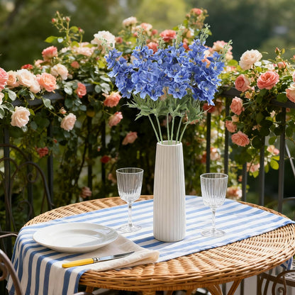Blue Delphinium Artificial Flowers,6PCS Faux Delphinium Bulk 28.74'' Realistic Silk Fake Snapdragon Flowers with Stems for Wedding Garden Table Home Decor (Deep Blue)