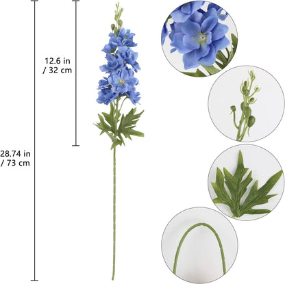 Blue Delphinium Artificial Flowers,6PCS Faux Delphinium Bulk 28.74'' Realistic Silk Fake Snapdragon Flowers with Stems for Wedding Garden Table Home Decor (Deep Blue)