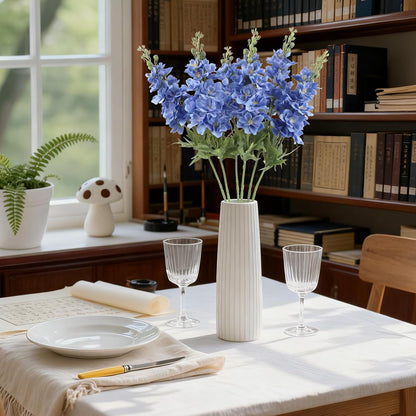Blue Delphinium Artificial Flowers,6PCS Faux Delphinium Bulk 28.74'' Realistic Silk Fake Snapdragon Flowers with Stems for Wedding Garden Table Home Decor (Deep Blue)