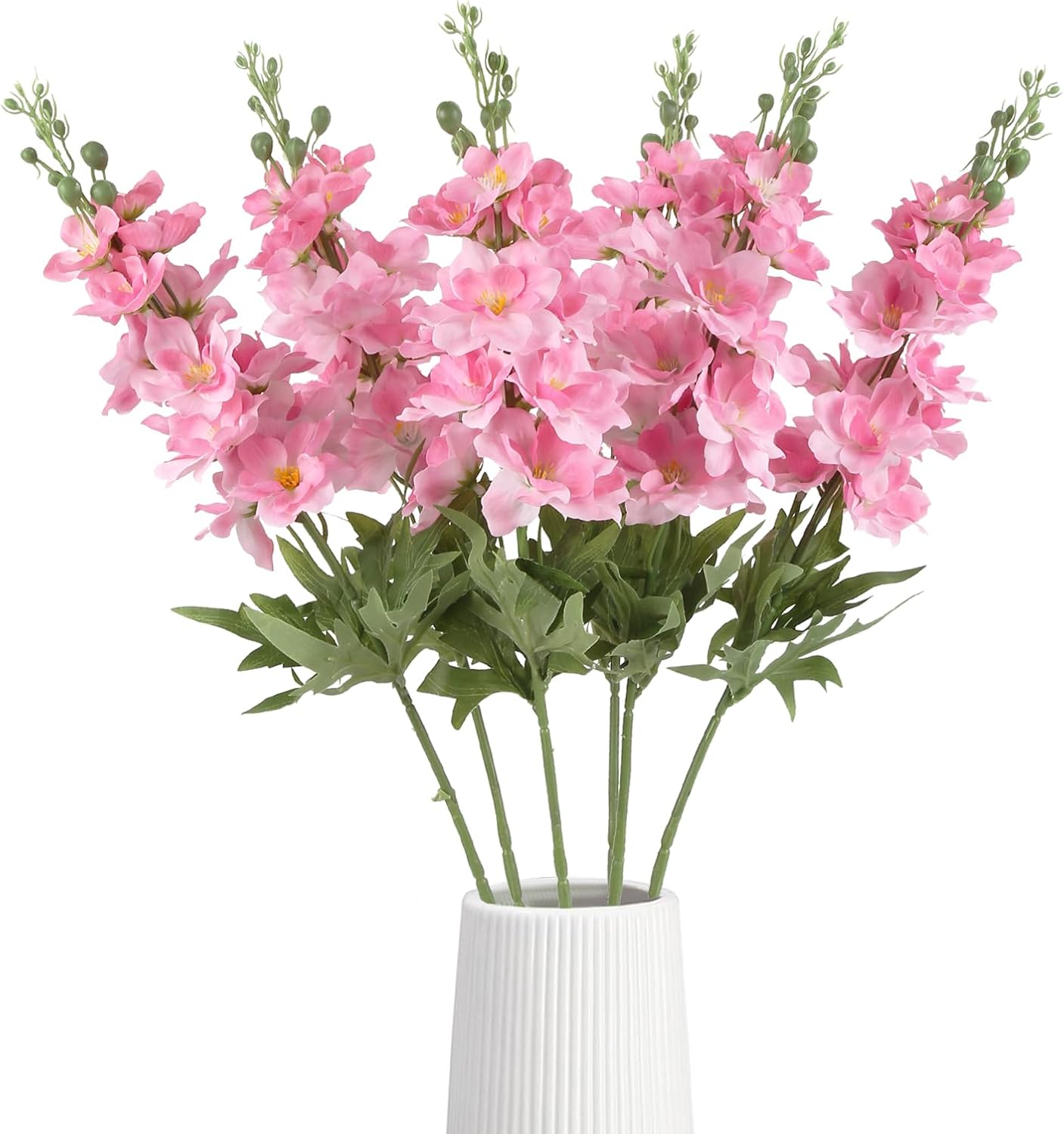 Blue Delphinium Artificial Flowers,6PCS Faux Delphinium Bulk 28.74'' Realistic Silk Fake Snapdragon Flowers with Stems for Wedding Garden Table Home Decor (Deep Blue)