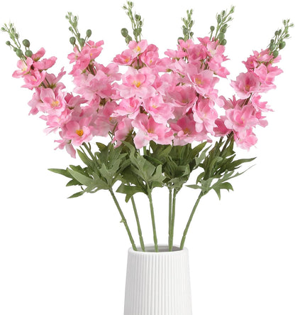 Blue Delphinium Artificial Flowers,6PCS Faux Delphinium Bulk 28.74'' Realistic Silk Fake Snapdragon Flowers with Stems for Wedding Garden Table Home Decor (Deep Blue)
