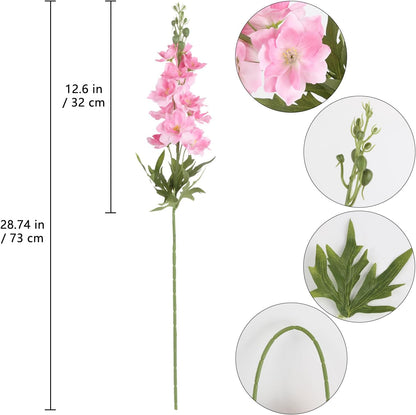Blue Delphinium Artificial Flowers,6PCS Faux Delphinium Bulk 28.74'' Realistic Silk Fake Snapdragon Flowers with Stems for Wedding Garden Table Home Decor (Deep Blue)