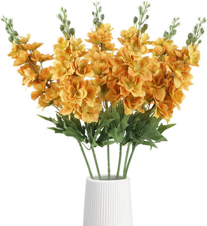 Blue Delphinium Artificial Flowers,6PCS Faux Delphinium Bulk 28.74'' Realistic Silk Fake Snapdragon Flowers with Stems for Wedding Garden Table Home Decor (Deep Blue)