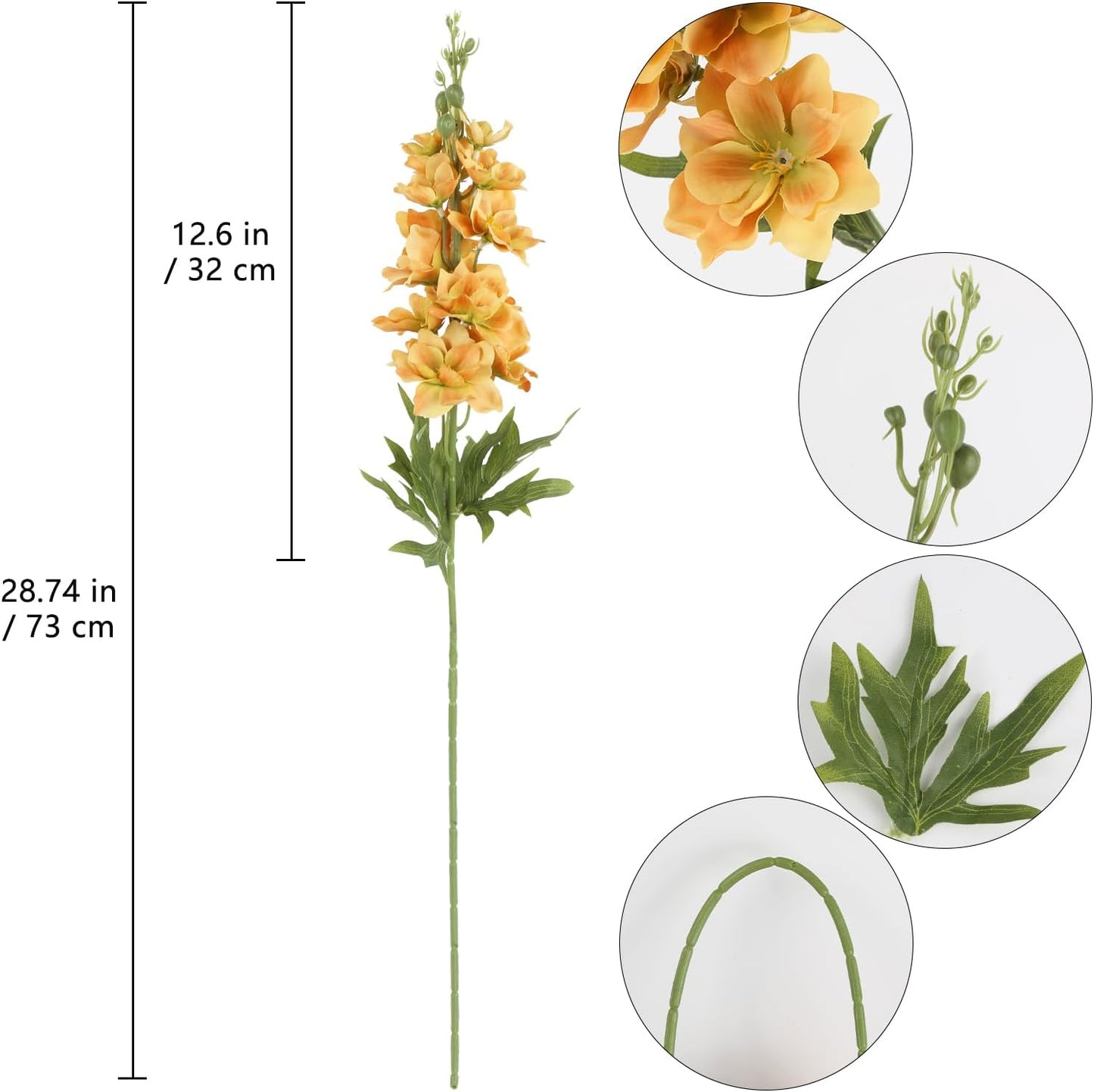 Blue Delphinium Artificial Flowers,6PCS Faux Delphinium Bulk 28.74'' Realistic Silk Fake Snapdragon Flowers with Stems for Wedding Garden Table Home Decor (Deep Blue)