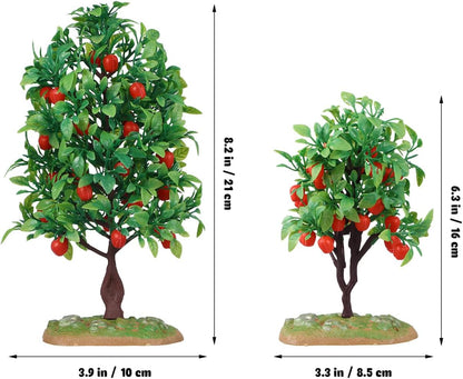 Mini Tree Ornaments 2 Pcs Artificial Trees for Model Train Accessories Dollhouse Decor Orchard Displays Dioramas Green Scenery Landscape Model 8.26 X 3.93 X 3.93 in