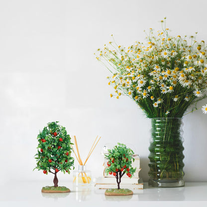 Mini Tree Ornaments 2 Pcs Artificial Trees for Model Train Accessories Dollhouse Decor Orchard Displays Dioramas Green Scenery Landscape Model 8.26 X 3.93 X 3.93 in