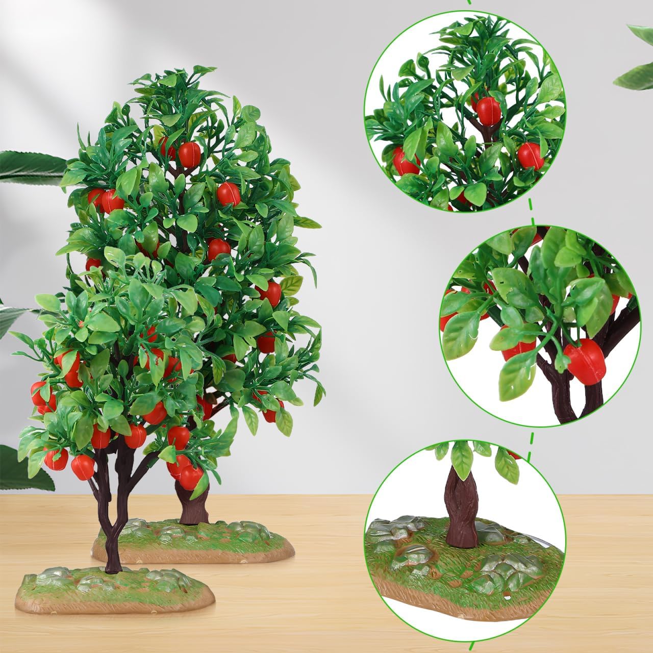 Mini Tree Ornaments 2 Pcs Artificial Trees for Model Train Accessories Dollhouse Decor Orchard Displays Dioramas Green Scenery Landscape Model 8.26 X 3.93 X 3.93 in