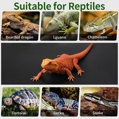 Bearded Dragon Tank Accessories, Reptile Mat, Reptile Terrarium Substrate Liner for Leopard Gecko, Lizard, Snake, Tortoise, Iguana Non-Adhesive Reptile Flooring (18"x36" Black)