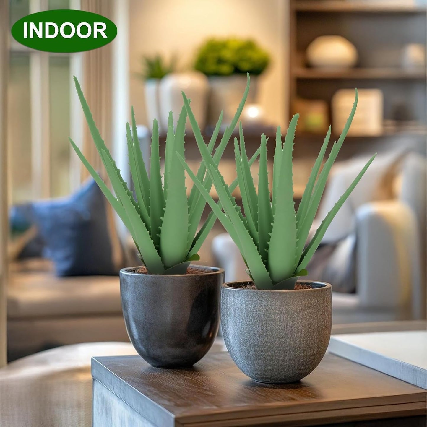 Agave Plant Artificial Faux Cactus Plants Indoor 13.7" Succulents Outdoor | UV Resistan Spiked Artificial Outdoor Plants for Planters Patio Office Table Farmhouse Home Decor