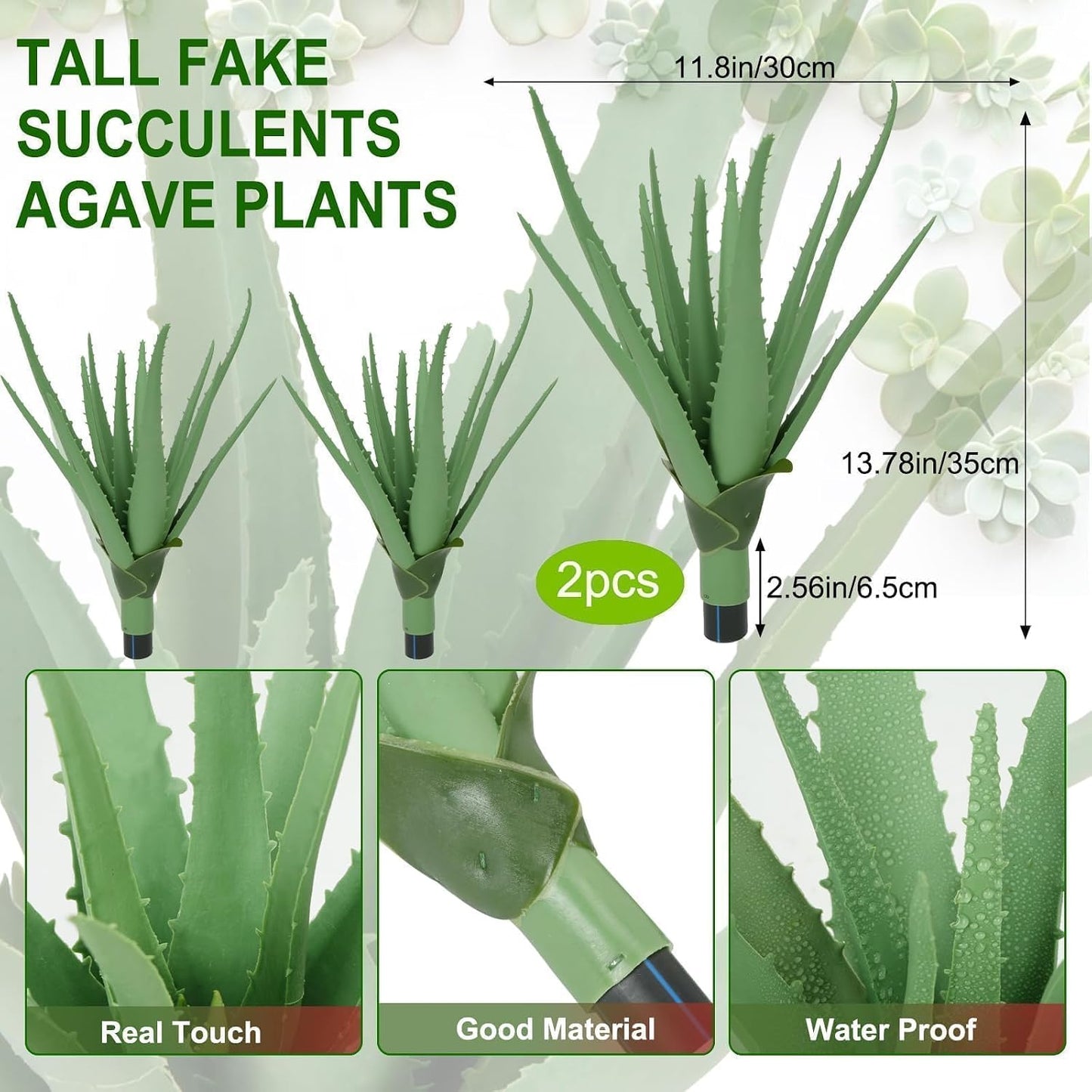 Agave Plant Artificial Faux Cactus Plants Indoor 13.7" Succulents Outdoor | UV Resistan Spiked Artificial Outdoor Plants for Planters Patio Office Table Farmhouse Home Decor