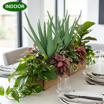 Agave Plant Artificial Faux Cactus Plants Indoor 13.7" Succulents Outdoor | UV Resistan Spiked Artificial Outdoor Plants for Planters Patio Office Table Farmhouse Home Decor
