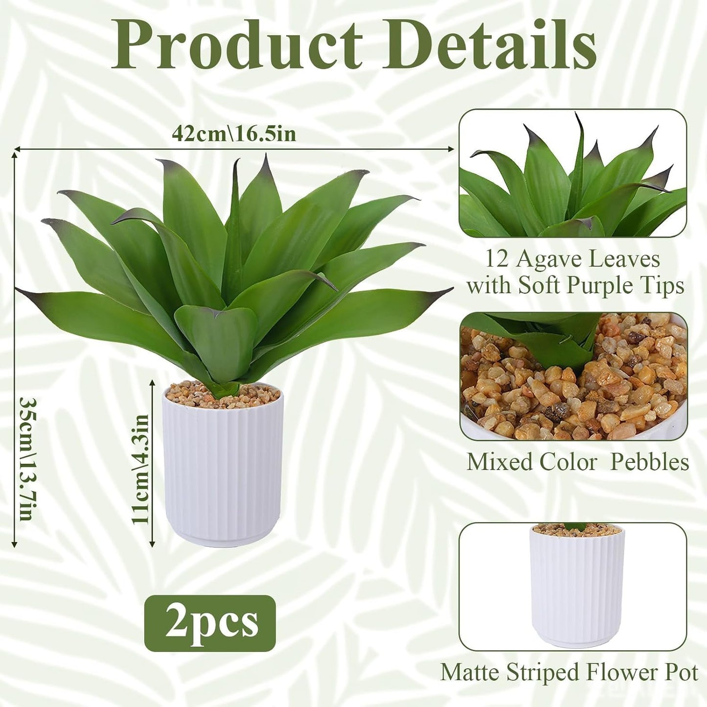 Agave Plant Artificial Faux Cactus Plants Indoor 13.7" Succulents Outdoor | UV Resistan Spiked Artificial Outdoor Plants for Planters Patio Office Table Farmhouse Home Decor