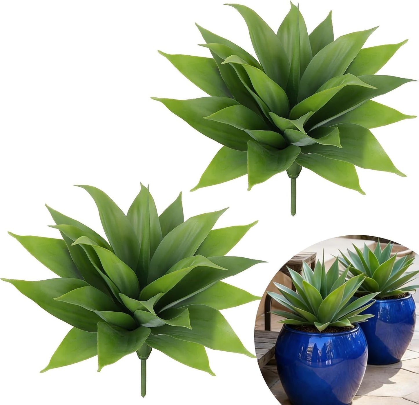 Agave Plant Artificial Faux Cactus Plants Indoor 13.7" Succulents Outdoor | UV Resistan Spiked Artificial Outdoor Plants for Planters Patio Office Table Farmhouse Home Decor