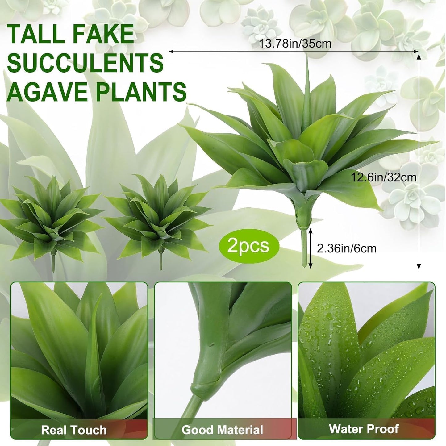 Agave Plant Artificial Faux Cactus Plants Indoor 13.7" Succulents Outdoor | UV Resistan Spiked Artificial Outdoor Plants for Planters Patio Office Table Farmhouse Home Decor