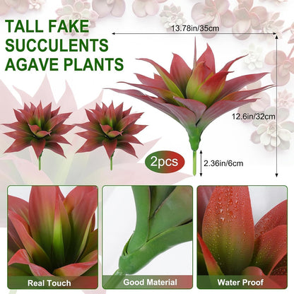 Agave Plant Artificial Faux Cactus Plants Indoor 13.7" Succulents Outdoor | UV Resistan Spiked Artificial Outdoor Plants for Planters Patio Office Table Farmhouse Home Decor