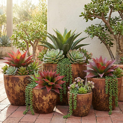 Agave Plant Artificial Faux Cactus Plants Indoor 13.7" Succulents Outdoor | UV Resistan Spiked Artificial Outdoor Plants for Planters Patio Office Table Farmhouse Home Decor