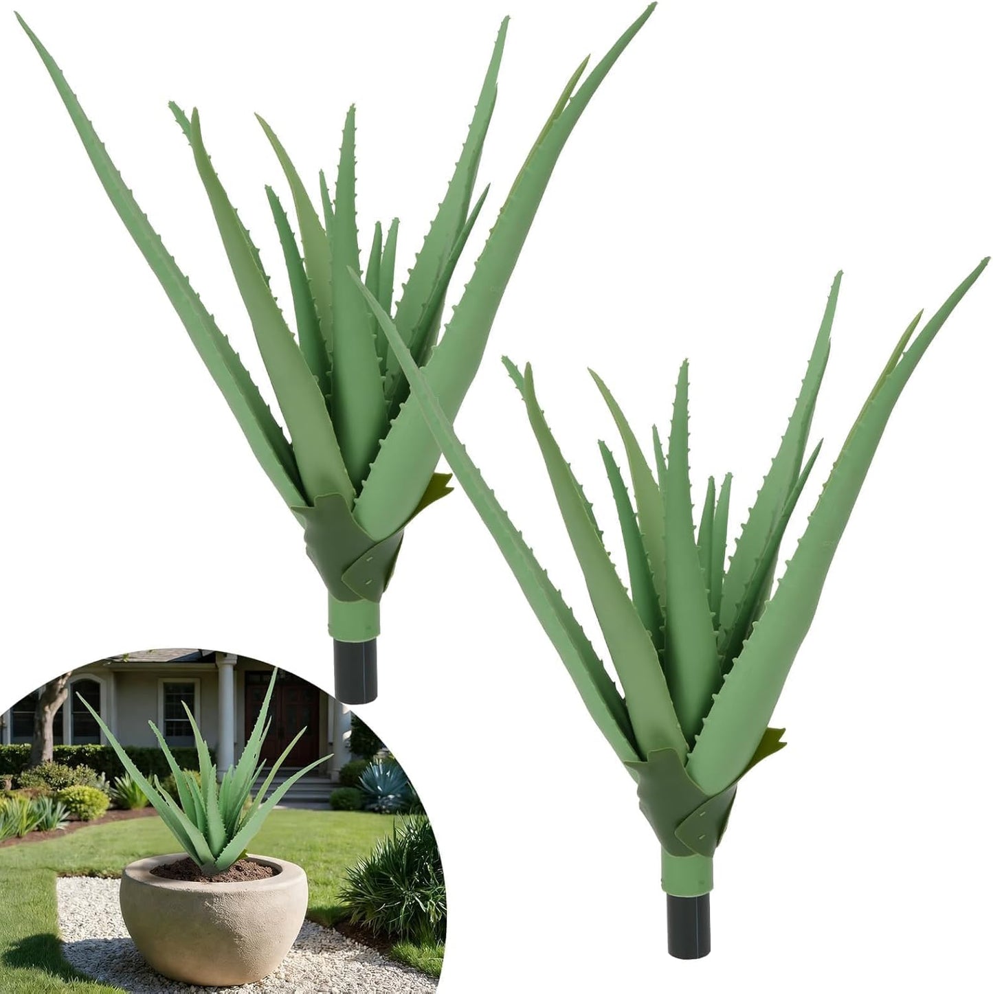 Agave Plant Artificial Faux Cactus Plants Indoor 13.7" Succulents Outdoor | UV Resistan Spiked Artificial Outdoor Plants for Planters Patio Office Table Farmhouse Home Decor