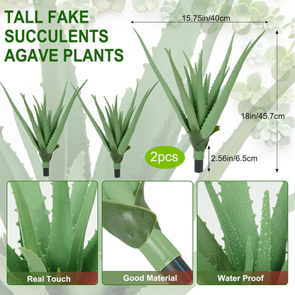 Agave Plant Artificial Faux Cactus Plants Indoor 13.7" Succulents Outdoor | UV Resistan Spiked Artificial Outdoor Plants for Planters Patio Office Table Farmhouse Home Decor