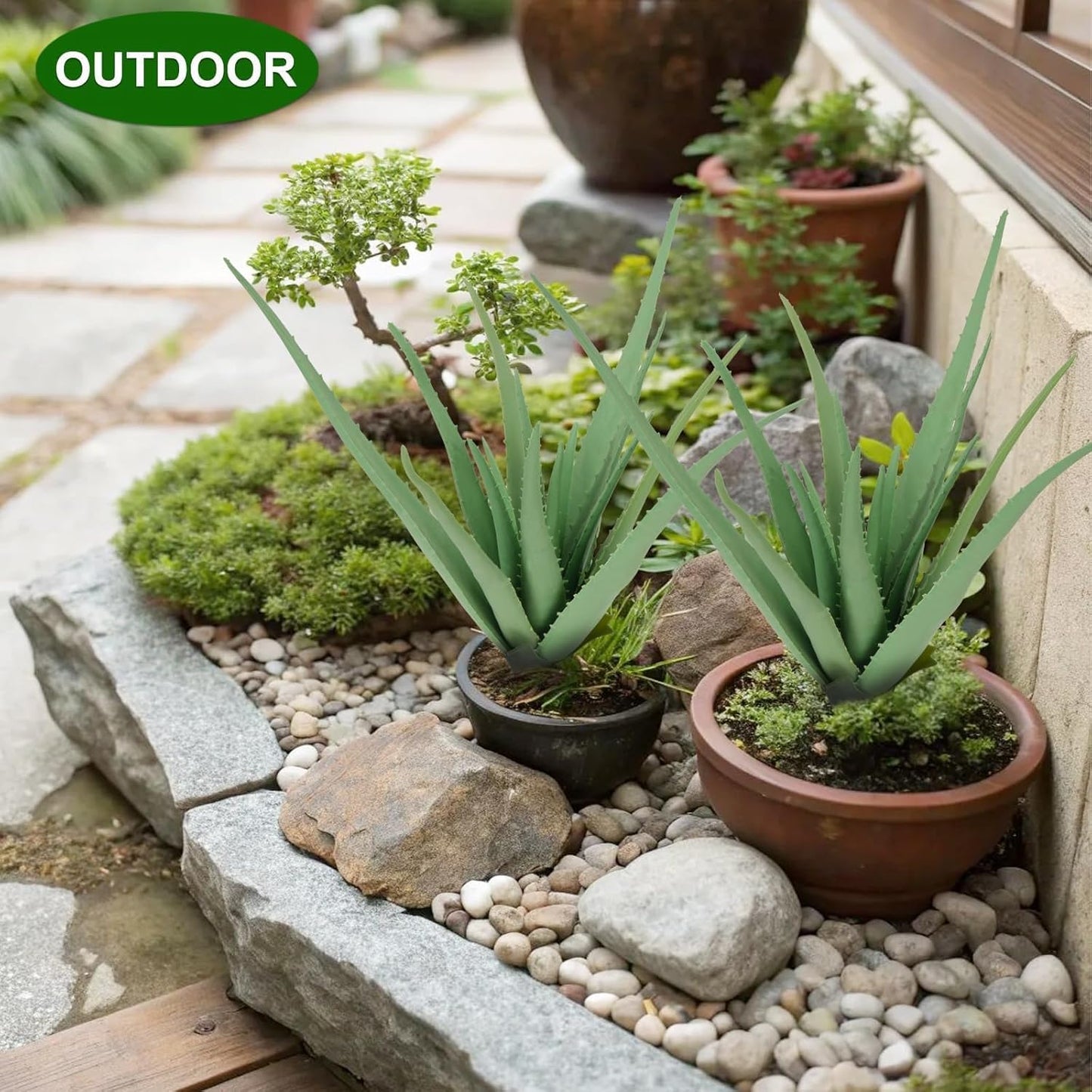 Agave Plant Artificial Faux Cactus Plants Indoor 13.7" Succulents Outdoor | UV Resistan Spiked Artificial Outdoor Plants for Planters Patio Office Table Farmhouse Home Decor