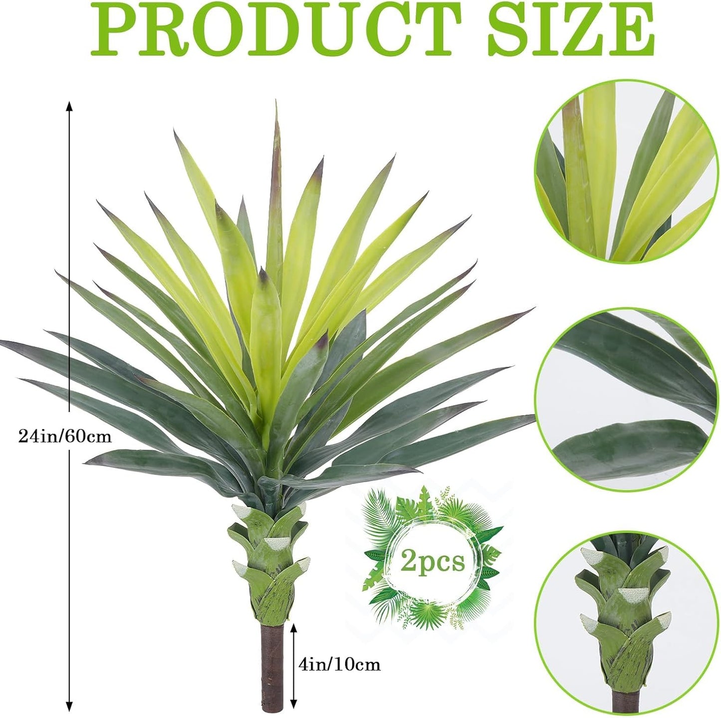 Agave Plant Artificial Faux Cactus Plants Indoor 13.7" Succulents Outdoor | UV Resistan Spiked Artificial Outdoor Plants for Planters Patio Office Table Farmhouse Home Decor
