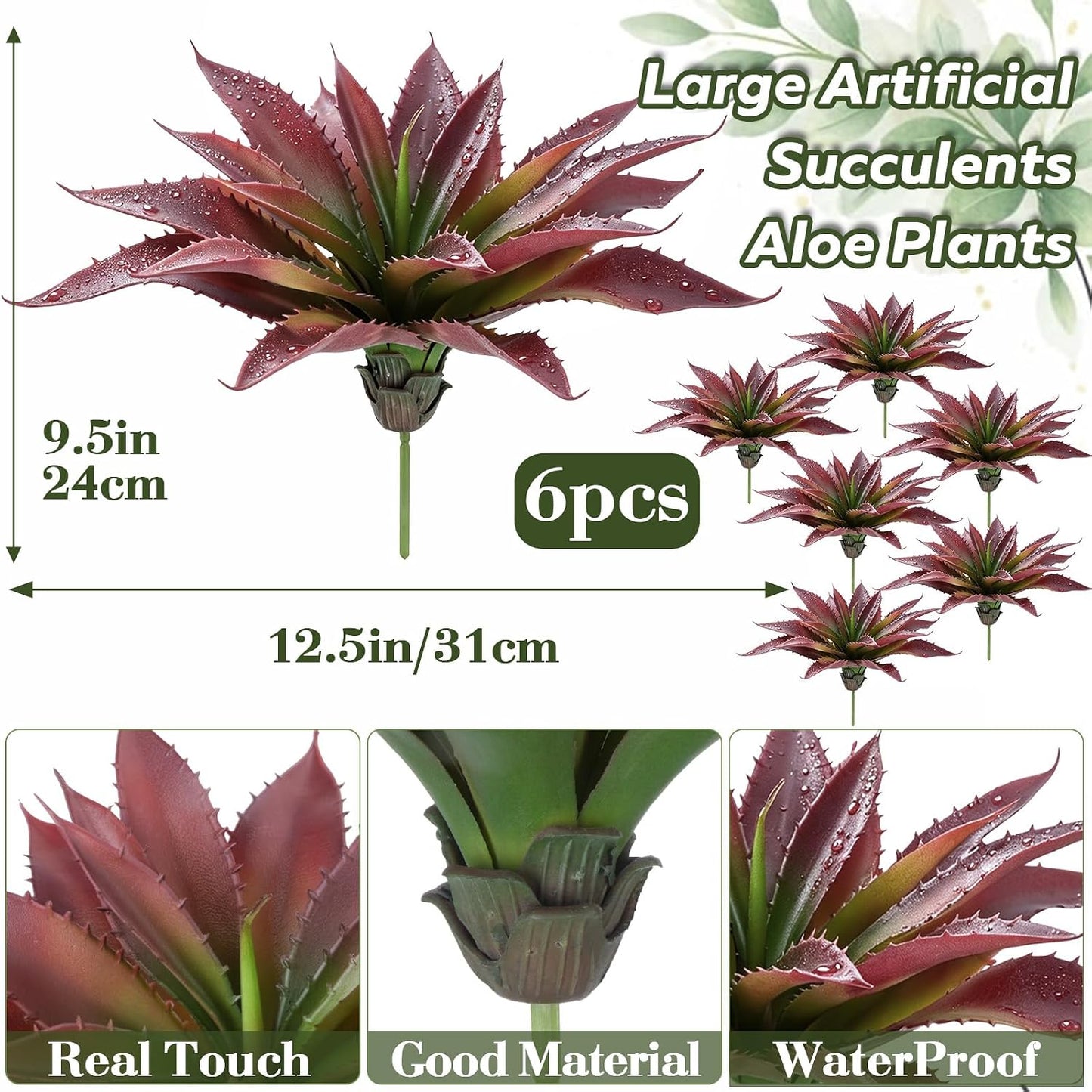 Agave Plant Artificial Faux Cactus Plants Indoor 13.7" Succulents Outdoor | UV Resistan Spiked Artificial Outdoor Plants for Planters Patio Office Table Farmhouse Home Decor