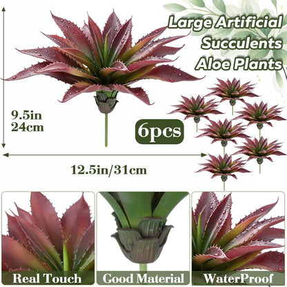 Agave Plant Artificial Faux Cactus Plants Indoor 13.7" Succulents Outdoor | UV Resistan Spiked Artificial Outdoor Plants for Planters Patio Office Table Farmhouse Home Decor