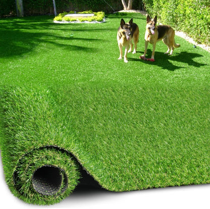 Artificial Turf Grass 4 FT 10 in × 8 FT, Realistic Fake Grass Rug with Drainage, 0.8" Height Outdoor Indoor Synthetic Grass Carpet Mat for Dogs, Balcony, Patio, Backyard, Customized
