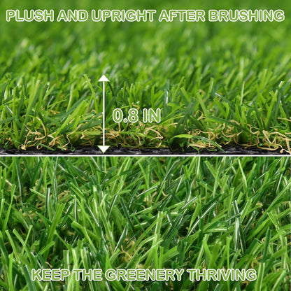 Artificial Turf Grass 4 FT 10 in × 8 FT, Realistic Fake Grass Rug with Drainage, 0.8" Height Outdoor Indoor Synthetic Grass Carpet Mat for Dogs, Balcony, Patio, Backyard, Customized